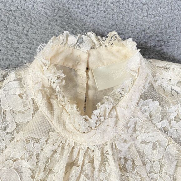 H&M Conscious Exclusive Mini Dress Women 8 Ivory Lace Floral Wedding Ethereal - Picture 6 of 13